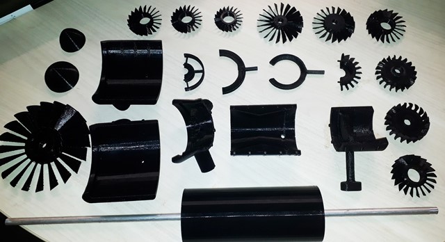 modelos de peças de uma turbina usados na disciplina Máquinas Térmicas